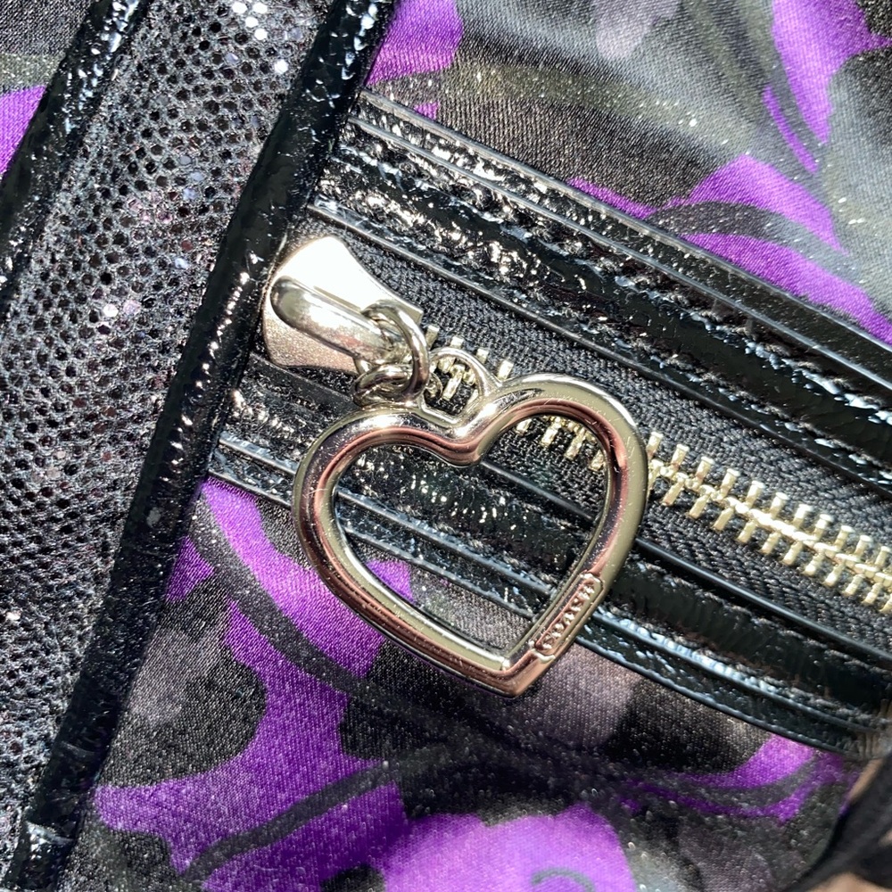 Coach Purple Camo Nylon Tote with Black Leather Trim - Picture 2 of 10